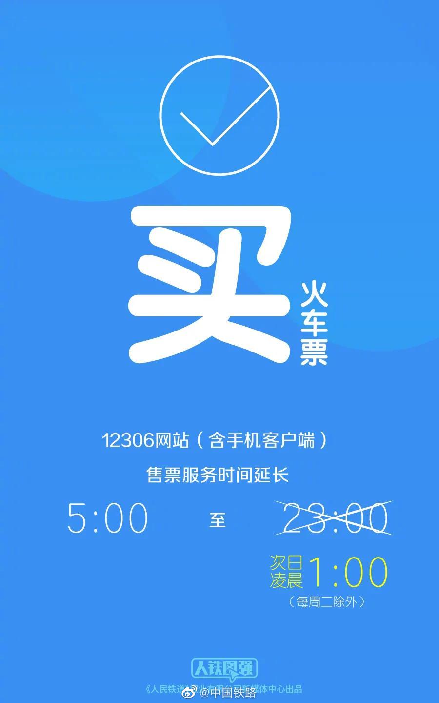 买票更方便！12306售票时间延长到凌晨1点，24小时可退票