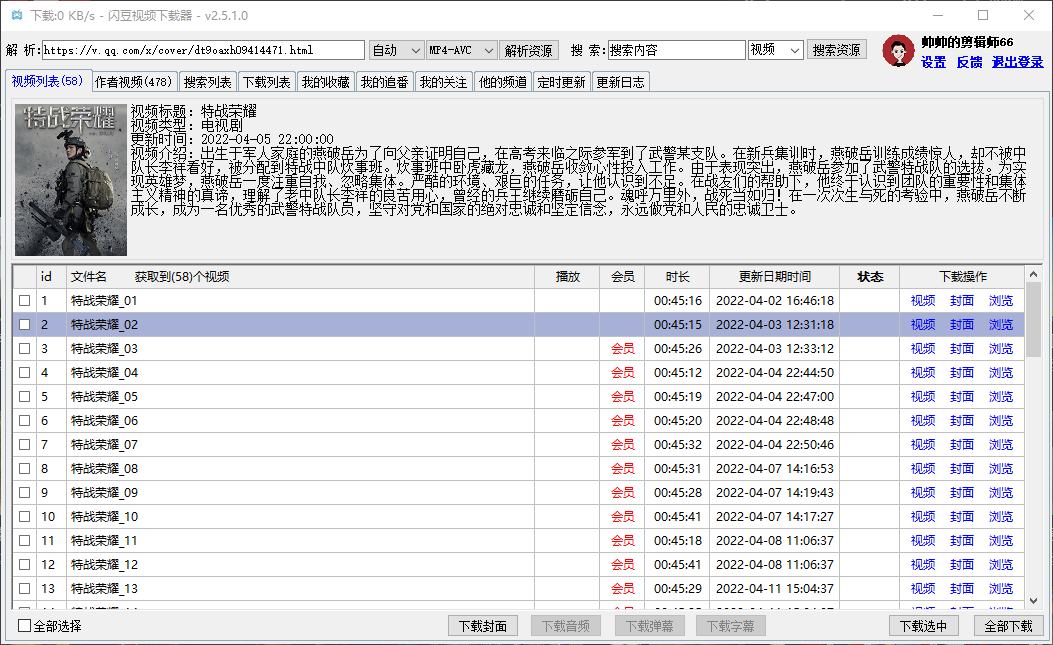 全网视频下载工具，支持会员